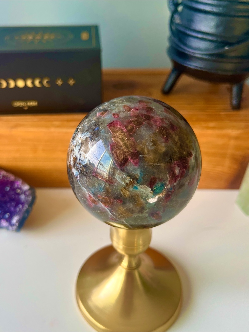 Plum tourmaline sphere high quality